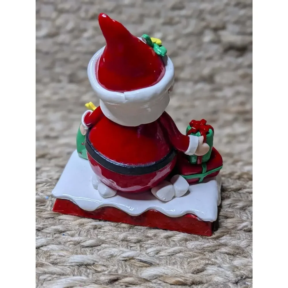 Vintage Christmas Shoppe Santa Stocking Holder Clay Dough Style Cast Iron Base